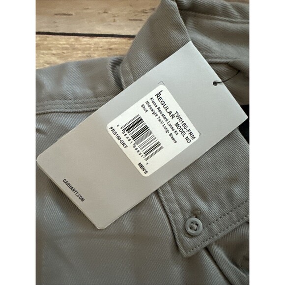 NWT CARHARTT FRS160 Flame Resistant Twill Shirt Men Large gray Workwear TEK - Picture 5 of 10